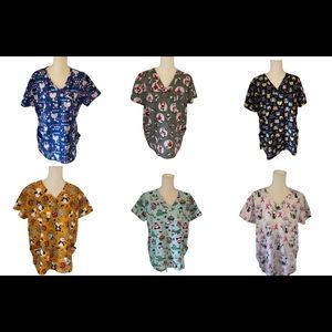 SEVEN M/L holiday/graphic scrubs bundle nurses vet techs veterinarians